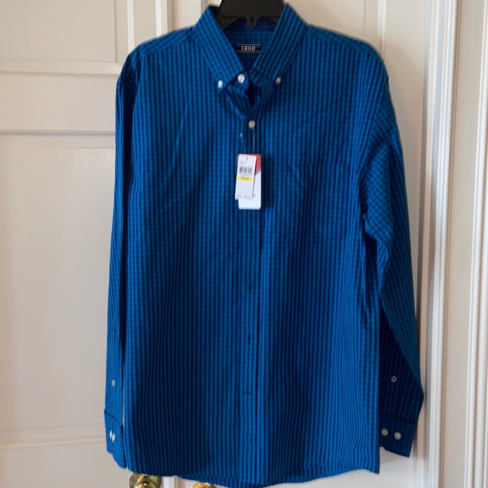 IZOD Blue Check Long Sleeve 💯 Cotton